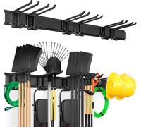 Organisateur d'outils de garage VEVOR, capacité de charge maximale de 362,9 kg, support mural, cour, jardin, étagère de stockage, organisation, résistant, avec 6 crochets réglables et 3 rails, pour r
