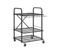 Organisateur d'outils de jardin - chariot de jardin - desserte - 9 crochets, 20 compartiments - métal noir