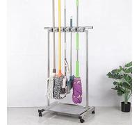 Organisateur d'outils de nettoyage sur pied avec roues et crochets pour une mobilité facile dans les buanderies, les écoles, les hôpitaux