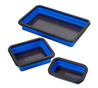 Organisateur d'outils mécaniques - Ensemble de 3 plateaux magnétiques de différentes tailles | Silicone pliable à haute résistance, zone de travail avec prise de stockage pour vis pour boulon pliable