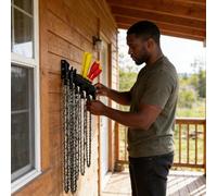 Organisateur d'outils pour tronçonneuse - Support de rangement 8,7 pouces * 6,9 pouces | Étagère en acier à 5 crochets pour garage, hangar, sous-sol ou studio, support d'équipement de jardinage pour