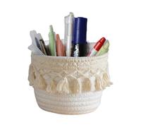 Organisateur du support de pinceau de maquillage - Macrame Cosmetics Brushes Cup | Macrame Makeup Brushes porte-brosses | Paniers de décoration boho pour stylo | Porte-brossage tissé à la main | Étude
