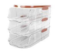 Organisateur d'œufs de réfrigérateur, support d'œufs de réfrigérateur à roulement automatique à 3 couches, distributeur empilable et bac de rangement avec couvercle pour (Double Row)