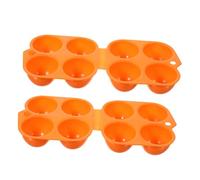 Organisateur D'œufs Étanche à 4 Compartiments, 2 Pièces | Plastique Orange, Rainures Individuelles, Réutilisable, pour Réfrigérateur Cuisine, Gain de Place