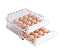 Organisateur d'œufs pour réfrigérateur, boîte de rangement pour œufs avec 32 compartiments et affichage de la date | Rangement empilable, étagère de garde-manger, pique-nique, appartement, restaurant