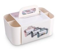 Organisateur Empilable-Portable Boîte de Rangement Salle de Bain Organiseur avec poignée Rangement Maquillage plastique Organiseur avec Séparateur Ajustable pour salle de bains/cuisine/salon