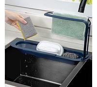 Organisateur Evier, Range Eponge Cuisine Evier, Multifonctionnel Porte-éponge, Support De Rangement Télescopique pour évier De Cuisine, Éponges, Savon (Bleu)