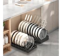 Organisateur extensible de casseroles et poêles sous le placard, Lot de 2, Support de casseroles pour tiroir avec 8 séparateurs réglables, Support de pour le rangement et l'organisation de la cuisine