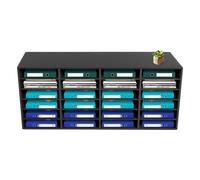 Organisateur littéraire à 6 rangées et 4 colonnes, avec 24 compartiments, organisateur de littérature, porte-documents, rangement pour bureau, salle de classe, 100 x 30 x 42 cm, noir