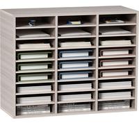 VEVOR Organisateur de Bureau en Bois 80x30,5x63 cm, Trieur de Fichiers à 27 Compartiments, Meuble à Courrier en MDF, Étagères Amovibles, Classeur pour Ranger Papiers Magazines Bureau École, Gris