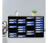 Organisateur littérature à 36 compartiments, 100 x 30 x 61 cm, avec coussinets antidérapants en feutre, design semi-ouvert, pour bureau, salle de classe et école, noir