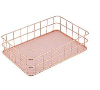 Organisateur métal Panier - Accessoires de bureau en or rose Panier de rangement en fer Support de rangement pour organisateur Décor de bureau (Taille: D)
