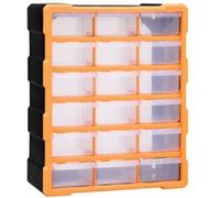 vidaXL Organisateur multi-tiroirs 18 tiroirs – 38x16x47 cm – Orange et noir – Bureau