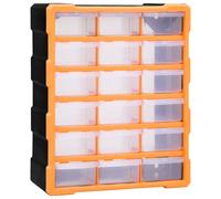 vidaXL Organisateur multi-tiroirs 18 tiroirs – 38x16x47 cm – Orange et noir – Bureau