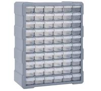 Organisateur multi-tiroirs - vidaXL - 60 tiroirs - Gris - Plastique résistant - 38x16x47,5 cm