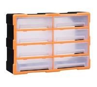 Organisateur multi-tiroirs - vidaXL - 8 grands tiroirs - Orange - Plastique résistant aux chocs