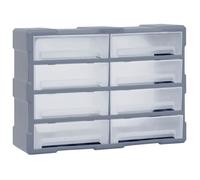 Organisateur multi-tiroirs - VIDAXL - 8 tiroirs - Plastique résistant - Dimensions 52x16x37 cm - Gris