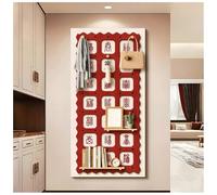Organisateur Mural Chinois Rouge Avec Cent Caractères « Fu », Panneaux Perforés En Bois Avec Crochets, Décoration Murale « Fu » Pour L'entrée Et Le Salon.(Red-a,80x160 cn)