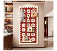 Organisateur Mural Chinois Rouge Avec Cent Caractères « Fu », Panneaux Perforés En Bois Avec Crochets, Décoration Murale « Fu » Pour L'entrée Et Le Salon.(Red-b,60x120 cm)