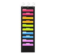 Organisateur mural de dossiers suspendus avec 10 pochettes de rangement pour vos dossiers, documents de scrapbooking et plus encore - Noir - Taille unique