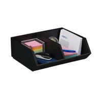 Relaxdays Organisateur de Bureau, 2 Compartiments, Bambou, empilable, Multifonction, HLP env. 12,5x35,x31 cm, Anthracite
