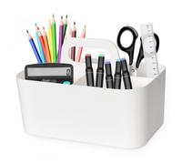 Organisateur Polyvalent, Organisateur Polyvalent Caddy de Rangement Empilable, Panier Rangement Plastique, Organisateur de Bureau en Plastique avec Poignée, pour maquillage, salle de bain, bureau