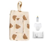 Organisateur portable de lingettes pour bébé - Pochette en tissu Oxford imperméable, fenêtre de distribution à fermeture éclair, sangle à boucle réglable, support de rangement léger et compact | Pouss