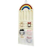 Organisateur pour nœuds pour cheveux : rangement de ruban de 40 pouces, écran de poche en maille, supports pour accrocher au mur | Chambre de filles, crèche, porte d'armoire, Dec