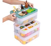Organisateur Rangement de Jouets pour Lego, 3 Couches Empilable Conteneur de Blocs de Construction Compartimenté Trieur de Puzzle de Briques Boîte de Tri de Jouets Bacs de Rangement (Vert Olive)