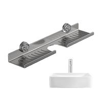 Organisateur Robinet Évier Cuisine - Porte-Éponge Ventouse pour Robinet - Bac De Drainage Mural En Acier Carbone, Gain De Place, Sans Perçage, Pour Organisation Des Ustensiles, Brosse, Tasse Et
