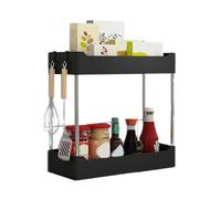 Organisateur sous évier - PP + tube en acier inoxydable | Rangement d'évier à deux niveaux | Rangement d'armoire, étagère de cuisine, organisateur multicouche pour produits de nettoyage, bouteilles