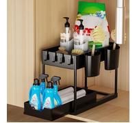 Organisateur Sous évier Rangement sous Evier 2 Niveaux Panier Organisateur Tiroir Etagère Polyvalente pour cusine Salle de Bain-Noi