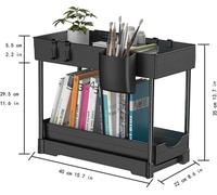 Organisateur sous l'armoire coulissante, rangement à 2 niveaux sous l'armoire, salle de bains, sous l'évier, organisateur et rangement, noir, sous l'évier, pour la cuisine de la salle de bains
