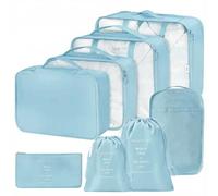 Organisateur Valise 8 Pièces,Organiseurs de Bagage pour Voyage,Packing Cubes de Voyages Pochette,Sacs Rangement de Valise Voyage Accessoires,pour Vêtements, Chaussures et Cosmétiques etc(Bleu Clair)