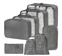 Organisateur Valise 8 Pièces,Organiseurs de Bagage pour Voyage,Packing Cubes de Voyages Pochette,Sacs Rangement de Valise Voyage Accessoires,pour Vêtements, Chaussures et Cosmétiques(Gris)
