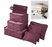 Organisateur Valise, Ensemble Organisateur de Valise 7 Pièces, Rangement Valise Organisateur, Rangement Valise, Organiseurs de Bagage Imperméable per Vêtements (Burgunderrot)