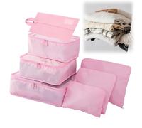 Organisateur Valise, Ensemble Organisateur de Valise 7 Pièces, Rangement Valise Organisateur, Rangement Valise, Organiseurs de Bagage Imperméable per Vêtements (Rosa)