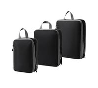 Organisateur valise Lot de 3 cubes rangement compressés for vêtements voyage, sac étanche et compressible for valises pour les Vacances(Black)