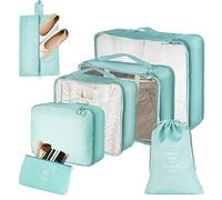 organisateur valise, rangement valise organisateur, organisateur de voyage, Lot de 7 Organiseurs de Bagage pour Voyage, les voyages en famille, le rangement à la maison (bleu clair)