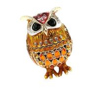Organisateurs de bijoux élégants sur le thème des hiboux avec accents de diamants - Boîtier en alliage sécurisé pour bagues, collections de bijoux