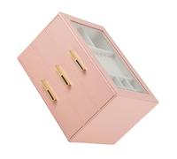Organisateurs de bijoux portables pour la maison et les voyages avec mécanisme de sécurité, structure à trois couches, dessus en verre, rangement de bijoux pour voyage, visibilité supérieure en verre