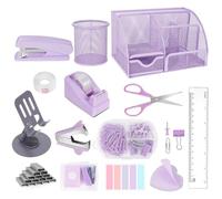 Organisateurs de bureau et accessoires, fournitures de bureau 15 pièces avec agrafeuse, extracteur d'agrafes, porte-stylo, ensemble de clips, distributeur de ruban adhésif, support de téléphone, 1000