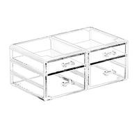 Organisateurs de maquillage rectangulaires en acrylique transparent avec 4 tiroirs, boîtes de rangement rectangulaires en plastique, tiroirs empilables en acrylique pour bureau, école, maison,