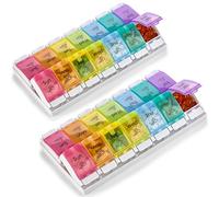 Organisateurs de pilules de 7 jours - (paquet de 2) AM PM Daily Travel Pill Box Case Planner - Sans BPA