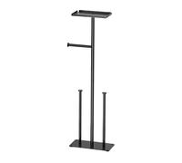 Organisateurs de rangement autoportants pour 7 rouleaux avec base antidérapante et plateau pour téléphone - Antirouille - Noir