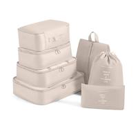 Organisateurs de Valises 7 Pièces Organiseurs de Bagage pour Voyage Organisateur Valise Packing Cubes Sac Rangement Valise Organiseur pour Vêtements Sous-vêtements, Chaussures et Cosmétiques (Beige)