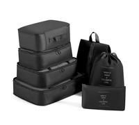 Organisateurs de Valises 7 Pièces Organiseurs de Bagage pour Voyage Organisateur Valise Packing Cubes Sac Rangement Valise Organiseur pour Vêtements Sous-vêtements, Chaussures et Cosmétiques (Noir)