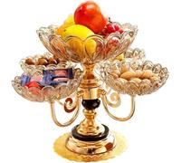 Organisateurs et rangements for garde-manger, support de plateau décoratif rotatif à 5 têtes, panier à fruits en métal de style européen, assiette en verre cristal for un beau bol de mariage