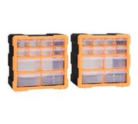 Organisateurs multi tiroirs avec 12 tiroirs 2 pcs 26,5x16x26 cm