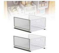 Organisateurs multi-usages sous évier de salle de bain, organiseurs de garde-manger empilables avec tiroirs coulissants robustes et film nano adhésif